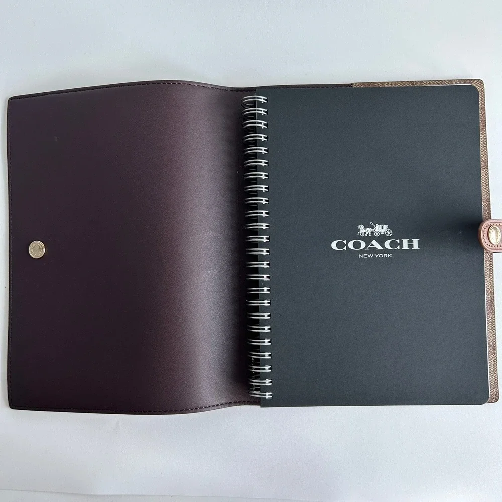 Coach Notebook in Signature Canvas Khaki Brown Leather CZ198 Excellent